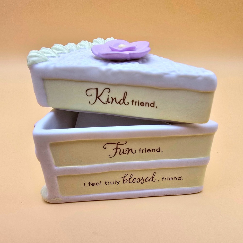 Hallmark Ceramic Cake Slice Trinket Box Kind Fun Blessed Friend Keepsake Gift